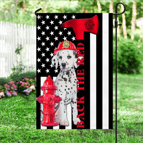 Firefighter Dalmatian Fire Dog Flag Back The Red LNT484F - Flagwix