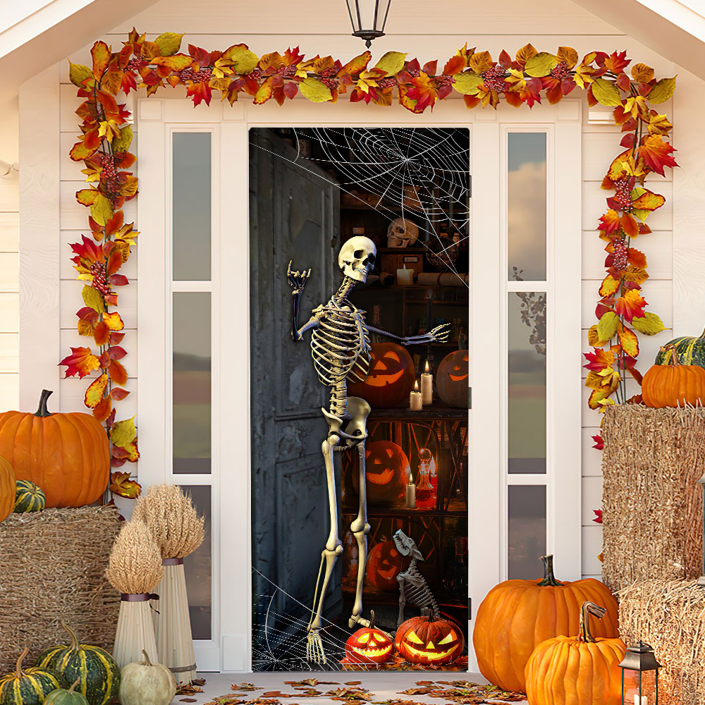 Halloween Skeleton Welcome Door Cover MLN542D - Flagwix