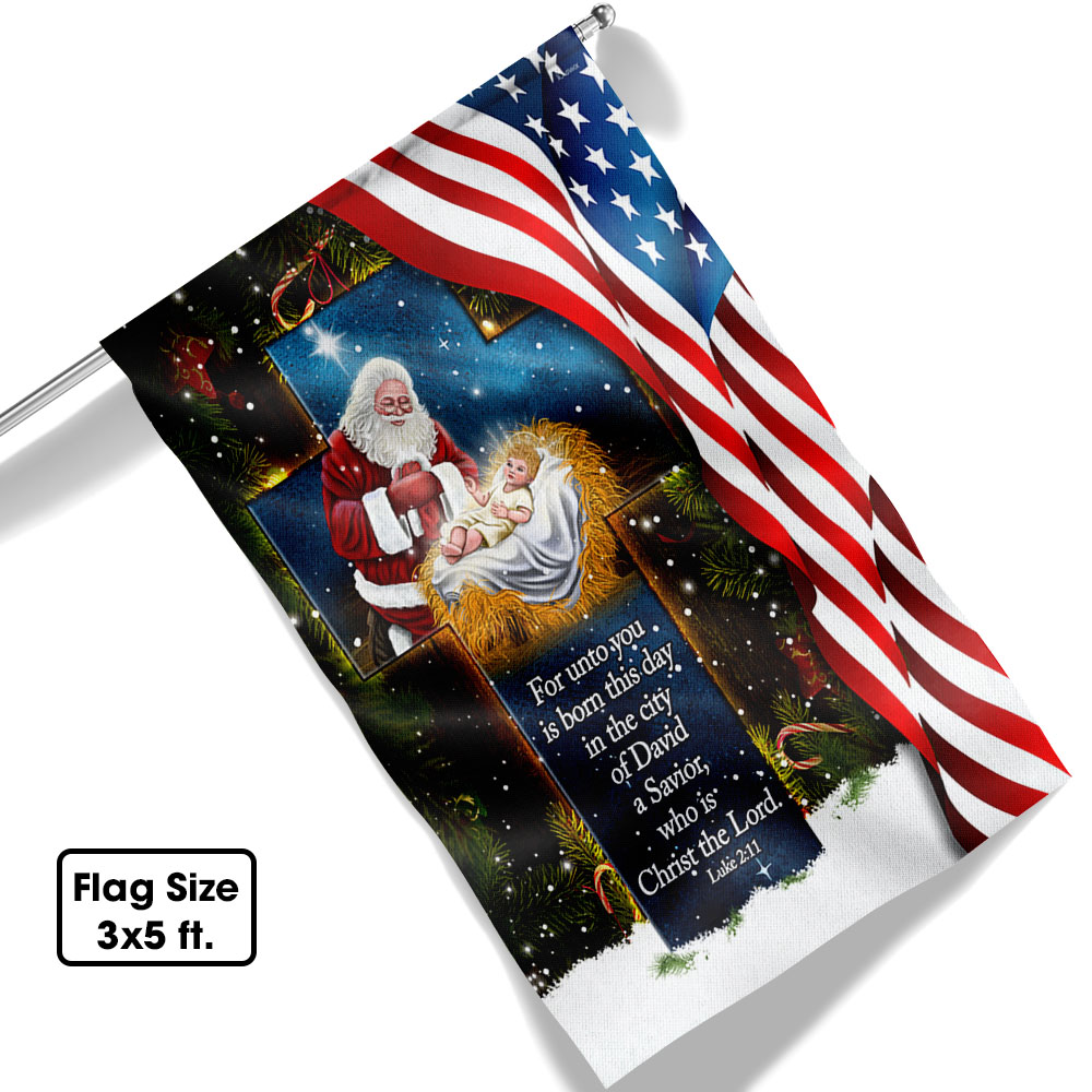 Santa Claus Flag For Unto You Is Born This Day In The City Christ The ...