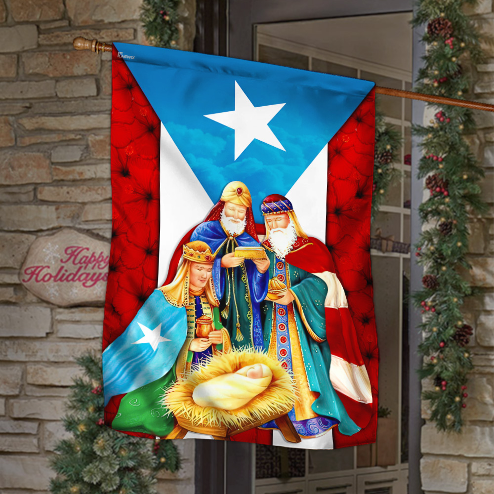 Three Kings Three Wise Men Baby Jesus Puerto Rico Flag MLN746Fv3 - Flagwix