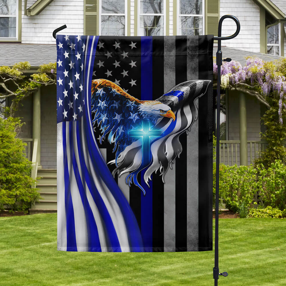 The Thin Blue Line Eagle With Christian Cross American Flag TPT930F ...